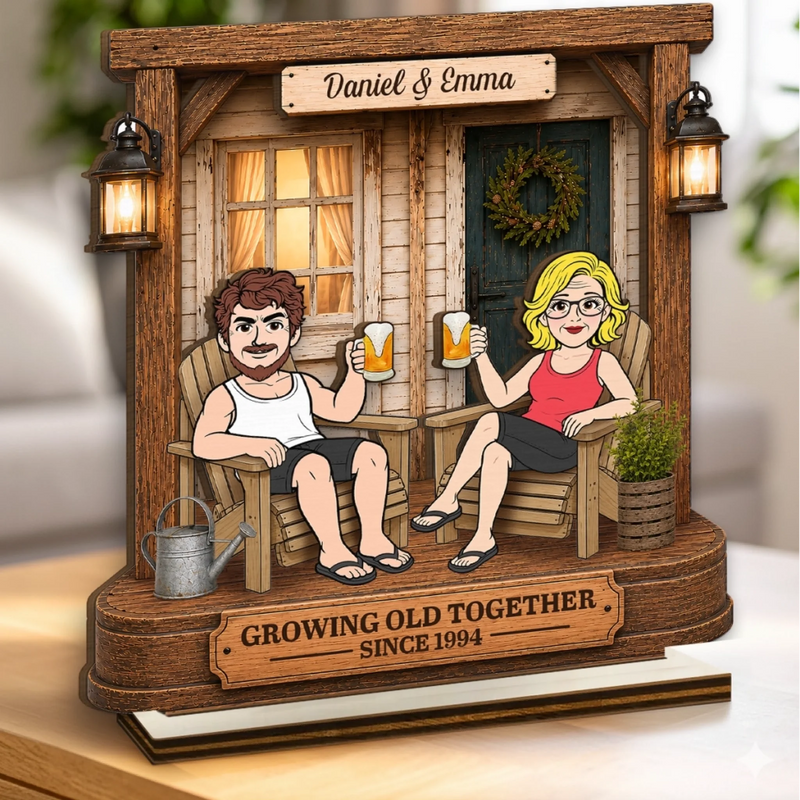Personalized 2-Layered Wooden Plaque - Anniversary Gift For Couple - New Keys, New Memories