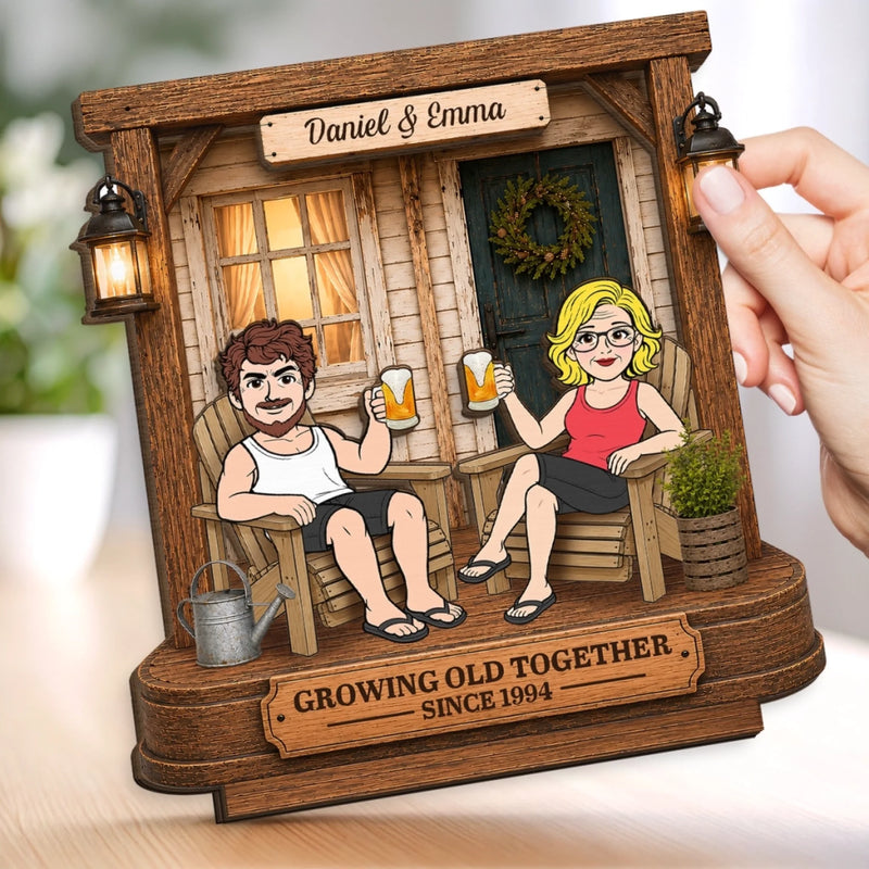Personalized 2-Layered Wooden Plaque - Anniversary Gift For Couple - New Keys, New Memories