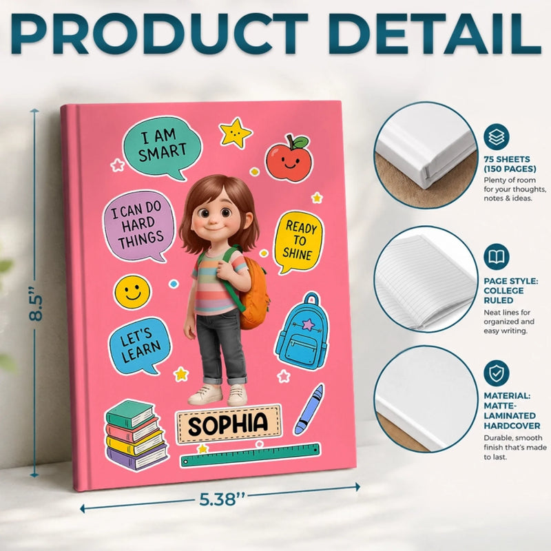 Personalized Hardcover Journal – Back To School Gifts For Kids – Ready To Shine