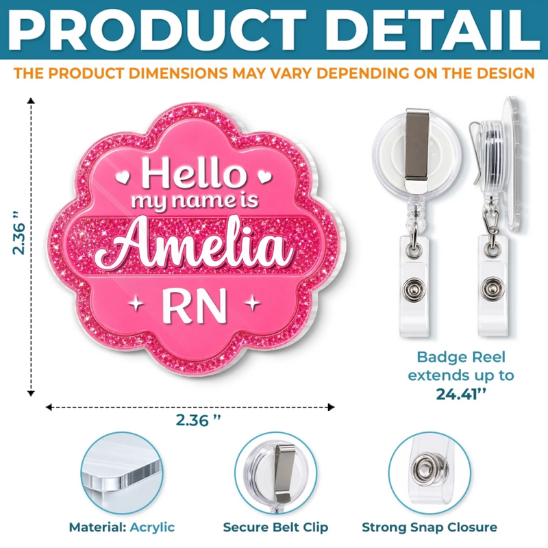 Personalized Acrylic Badge Reel - Gift For Nurse - Making Healthy Happen