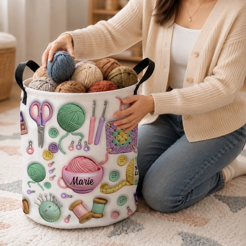 Personalized Laundry Basket - Gift For Crochet Lover - Yarn Is My Passion