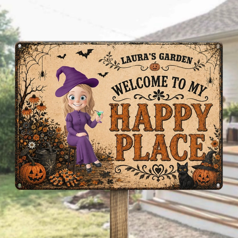 Personalized Home Decor Metal Sign - Halloween Witchy Gift For Plant Lovers - The Mysterious Garden