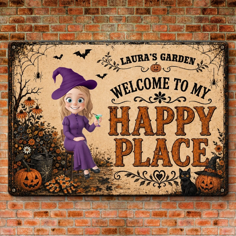 Personalized Home Decor Metal Sign - Halloween Witchy Gift For Plant Lovers - The Mysterious Garden