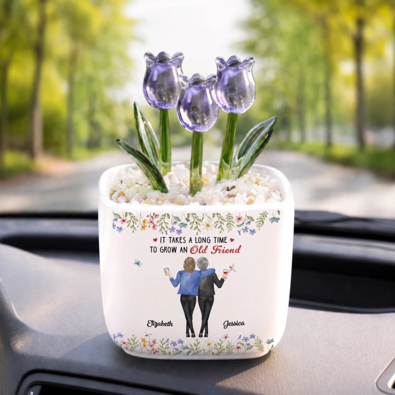 Personalized Glass Everlasting Tulips – Custom Gifts For Bestie, Best Friend - Growing Together Through The Years