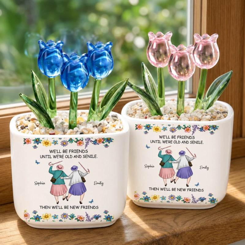 Personalized Glass Everlasting Tulips – Custom Gifts For Bestie, Best Friend - Friendship Never Gets Old