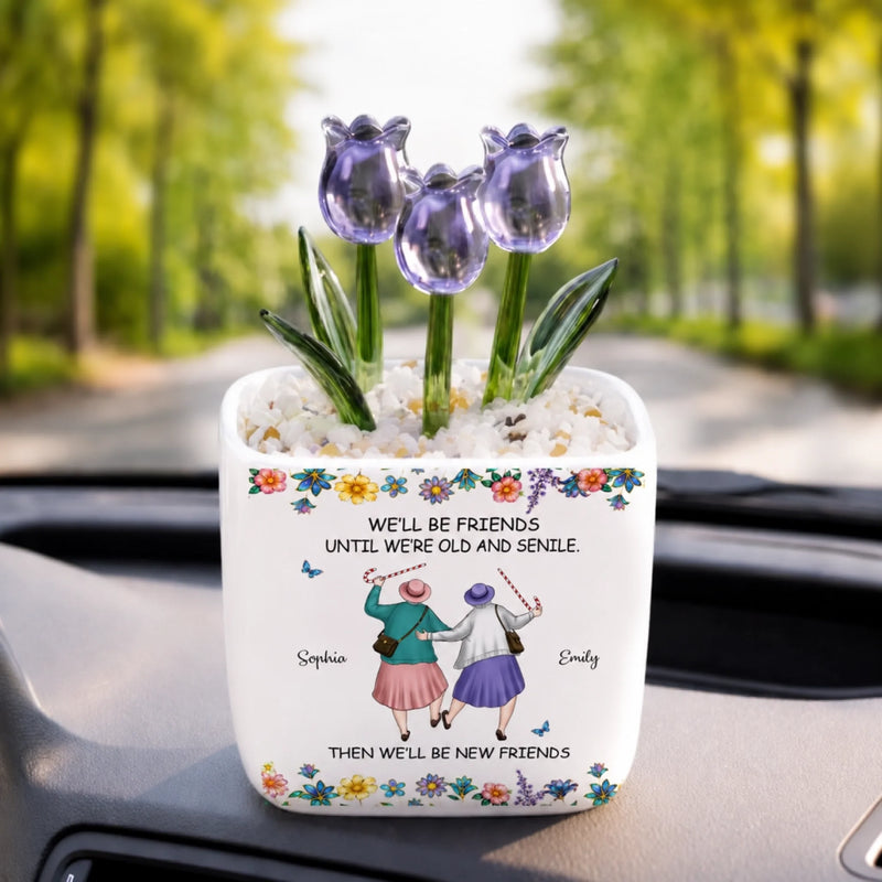 Personalized Glass Everlasting Tulips – Custom Gifts For Bestie, Best Friend - Friendship Never Gets Old