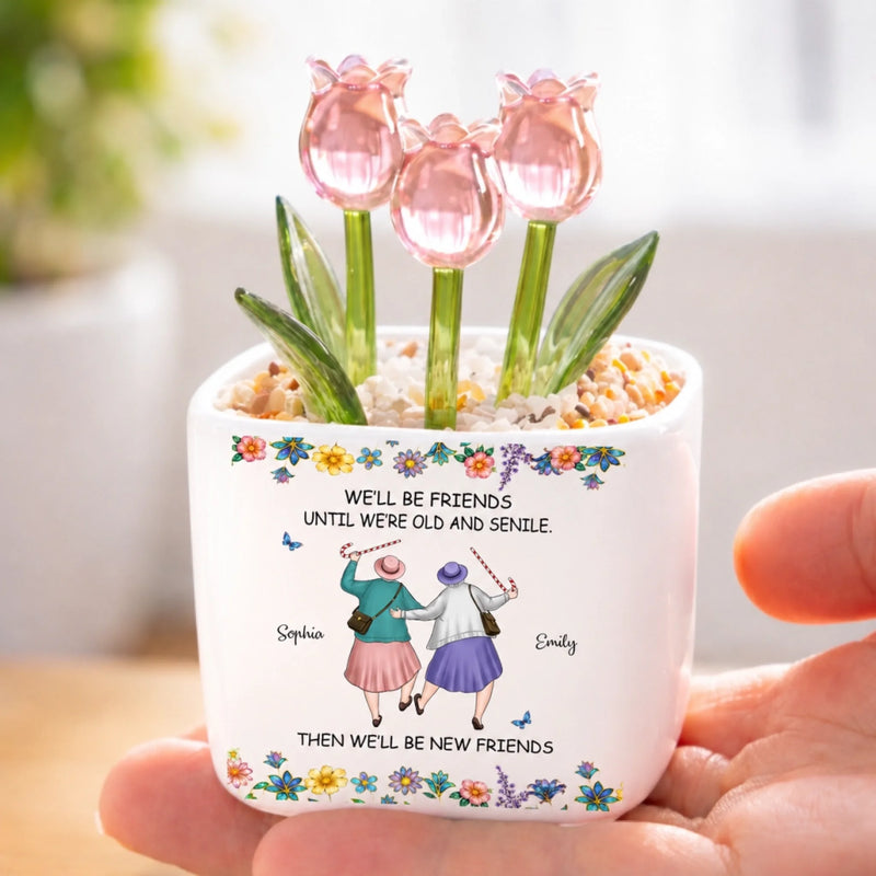 Personalized Glass Everlasting Tulips – Custom Gifts For Bestie, Best Friend - Friendship Never Gets Old