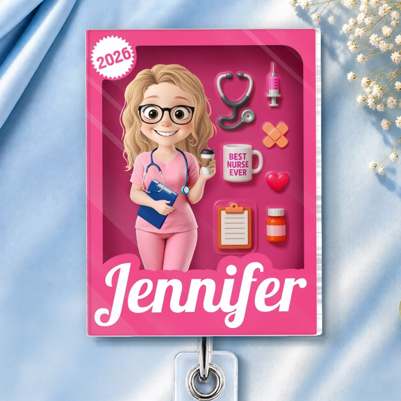 Personalized Acrylic Badge Reel - Gift For Nurse - Caring Every Day