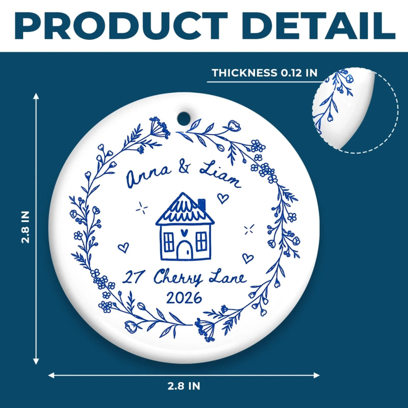 Personalized Ceramic Ornament – Housewarming Christmas Gift For New Homeowners, Couple – Love Calls Home