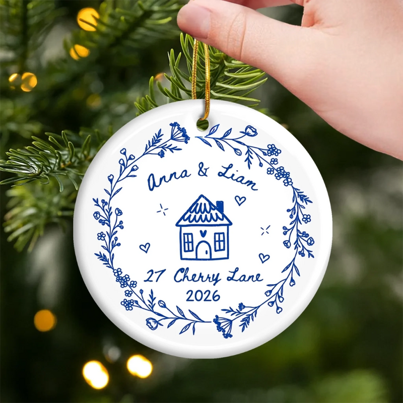 Personalized Ceramic Ornament – Housewarming Christmas Gift For New Homeowners, Couple – Love Calls Home