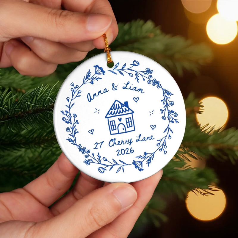 Personalized Ceramic Ornament – Housewarming Christmas Gift For New Homeowners, Couple – Love Calls Home
