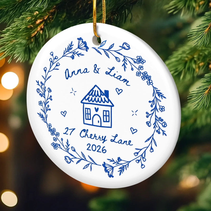 Personalized Ceramic Ornament – Housewarming Christmas Gift For New Homeowners, Couple – Love Calls Home
