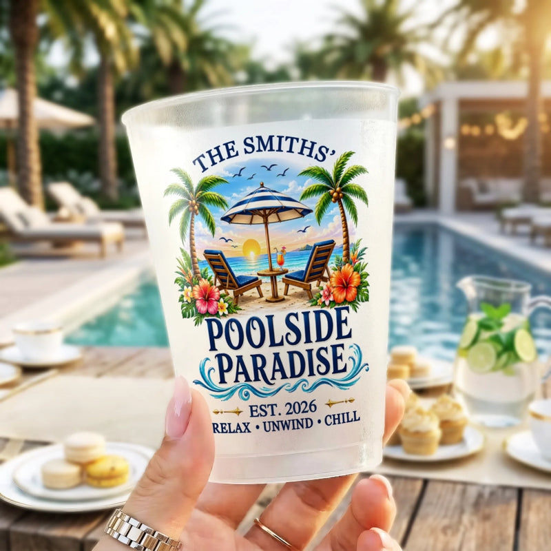 Personalized Party Cups – Poolside, Summer Gift For Family – Beachside Paradise