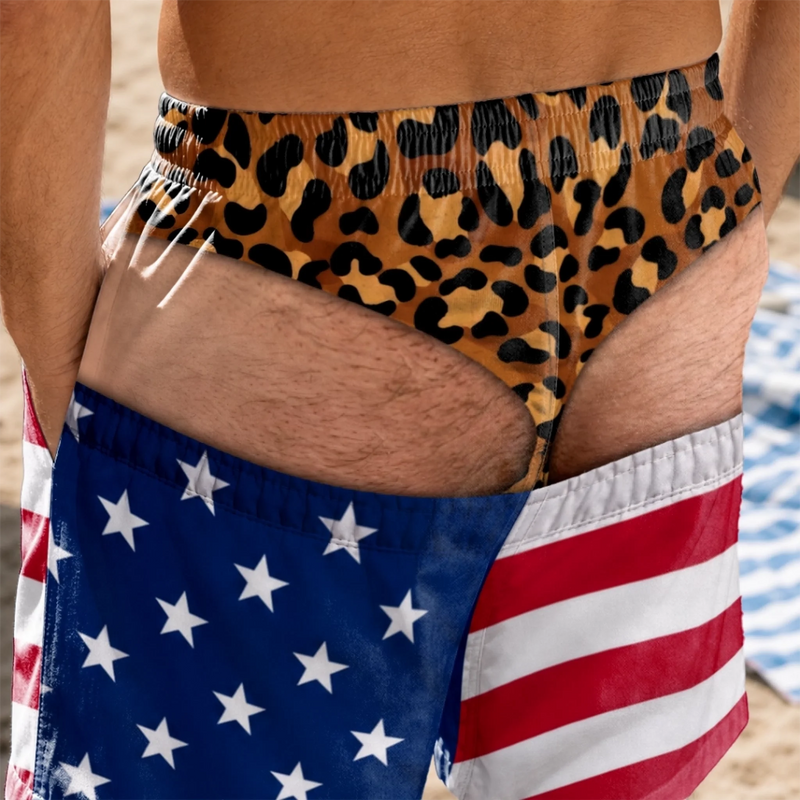 Personalized Funny Men Swim Trunks – Summer  Gift For Men – Warning Wide Load