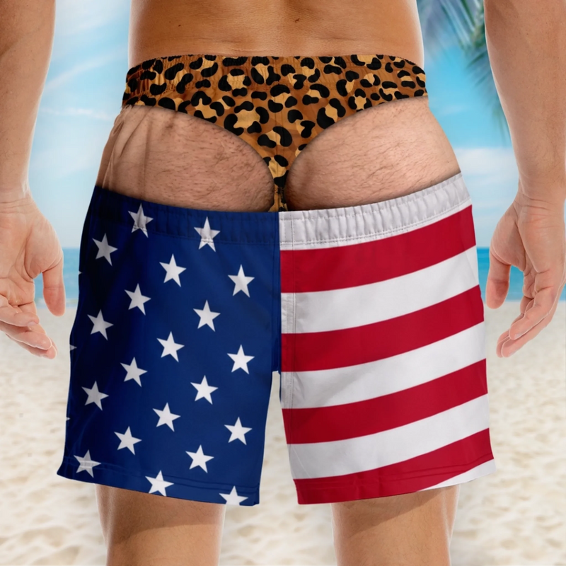 Personalized Funny Men Swim Trunks – Summer  Gift For Men – Warning Wide Load