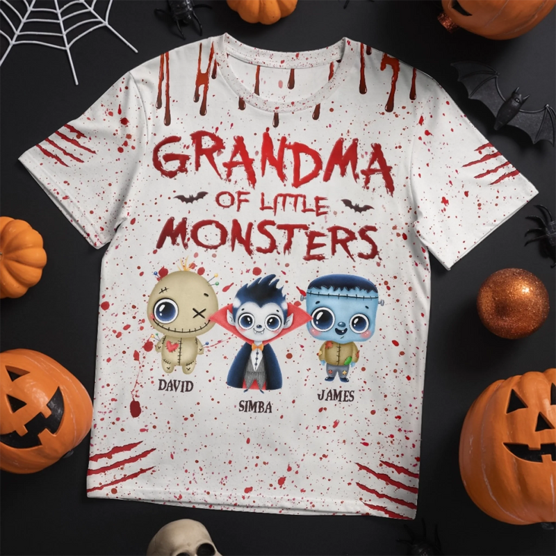 Personalized Unisex T-shirt – Halloween Gift For Grandma, Mom – Tiny Ghosts Spread Halloween Joy