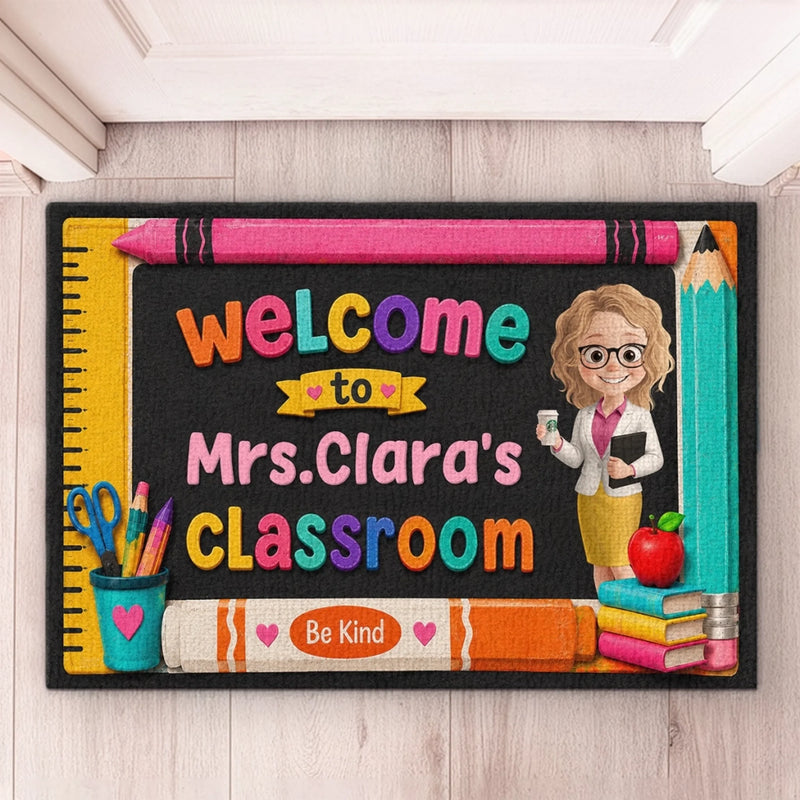 Personalized Home Decor Decorative Mat - Back To School Gift For Teachers - World's Best Teacher