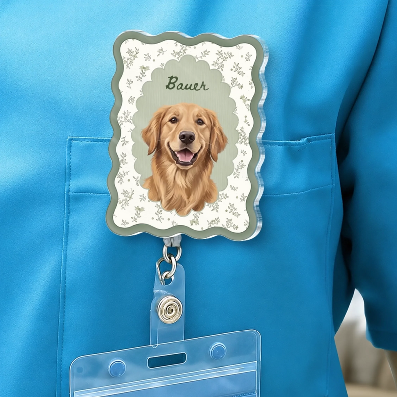 Personalized Photo Acrylic Badge Reel - Gift For Pet Lovers - Paws Make Life