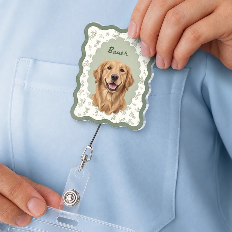 Personalized Photo Acrylic Badge Reel - Gift For Pet Lovers - Paws Make Life