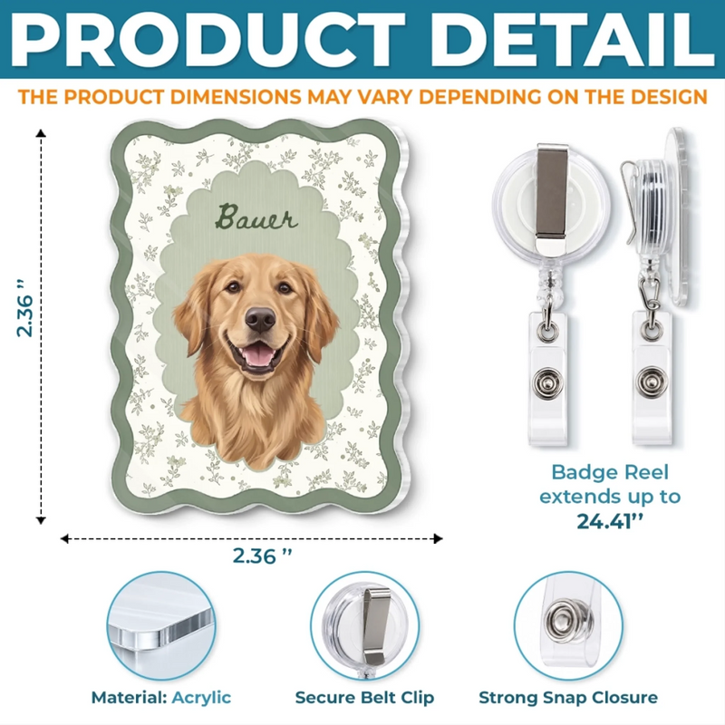 Personalized Photo Acrylic Badge Reel - Gift For Pet Lovers - Paws Make Life