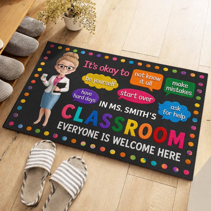Personalized Home Decor Decorative Mat - Back To School Gift For Teachers - Try Your Best