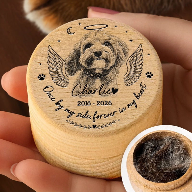 Personalized Photo Wooden Pet Fur Keepsake Box – Pet Memorial Gifts – Your Paw Prints Stay Forever