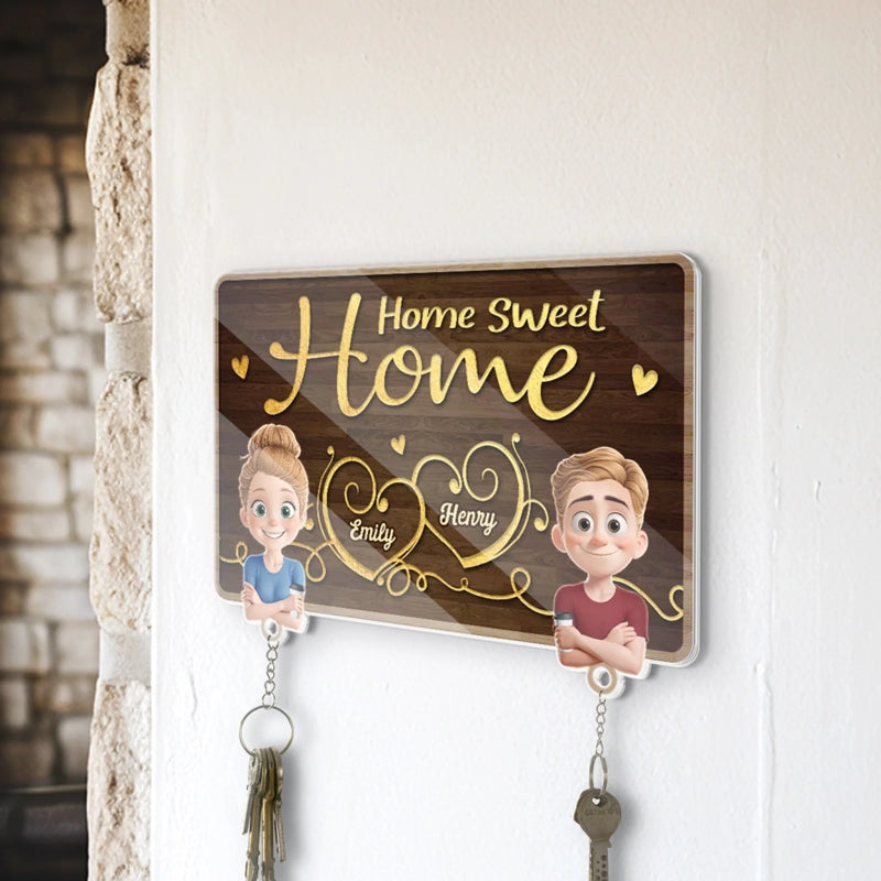 Personalized Acrylic Puzzle Key Holder - Housewarming Anniversary Gift For Couple - Keys Always In Place
