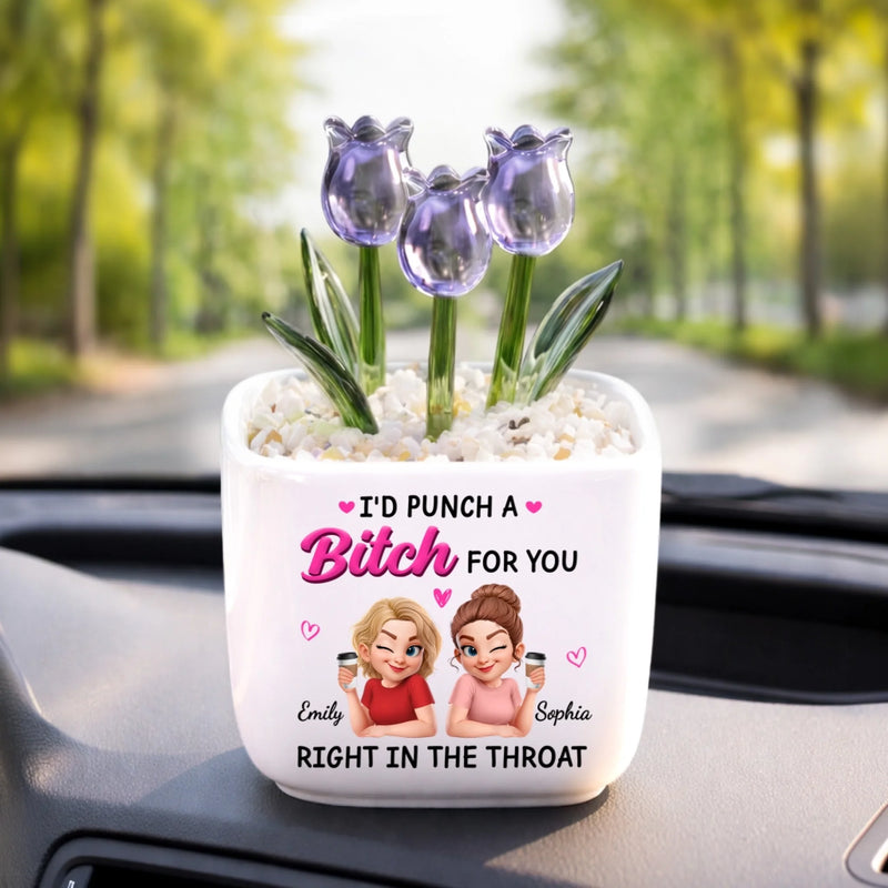 Personalized Glass Everlasting Tulips – Gift For Sister, Bestie, Best Friend - Partners In Actual Crime