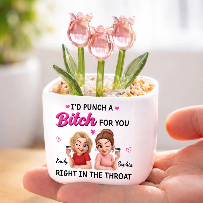 Personalized Glass Everlasting Tulips – Gift For Sister, Bestie, Best Friend - Partners In Actual Crime
