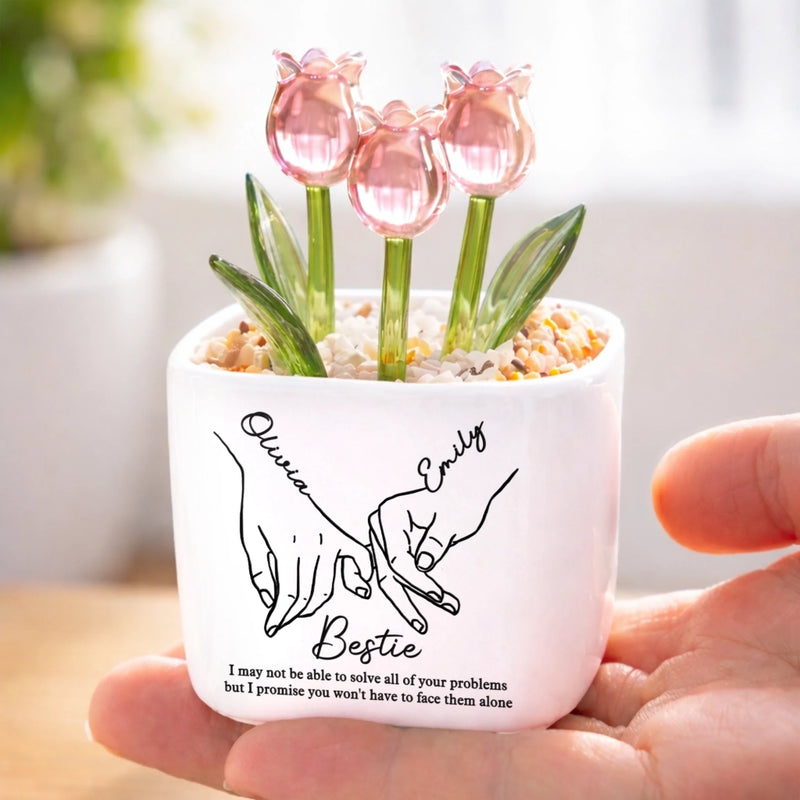 Personalized Glass Everlasting Tulips – Gift For Sister, Bestie, Best Friend - Forever My Soul Sister