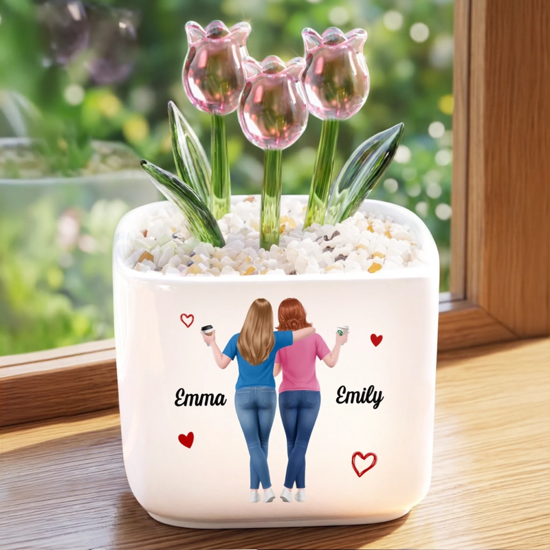 Personalized Glass Everlasting Tulips – Gift For Sister, Bestie, Best Friend - Got Your Back, Always