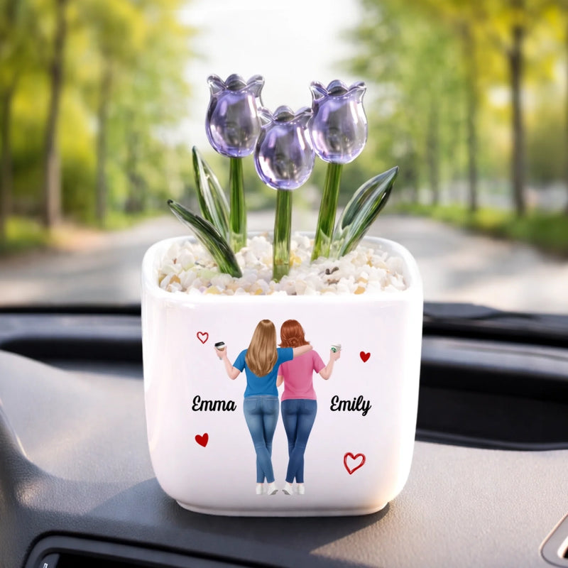 Personalized Glass Everlasting Tulips – Gift For Sister, Bestie, Best Friend - Got Your Back, Always