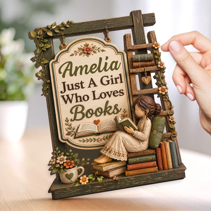 Personalized 2-Layered Wooden Plaque - Gift For Book Lovers - Books Bring Joy