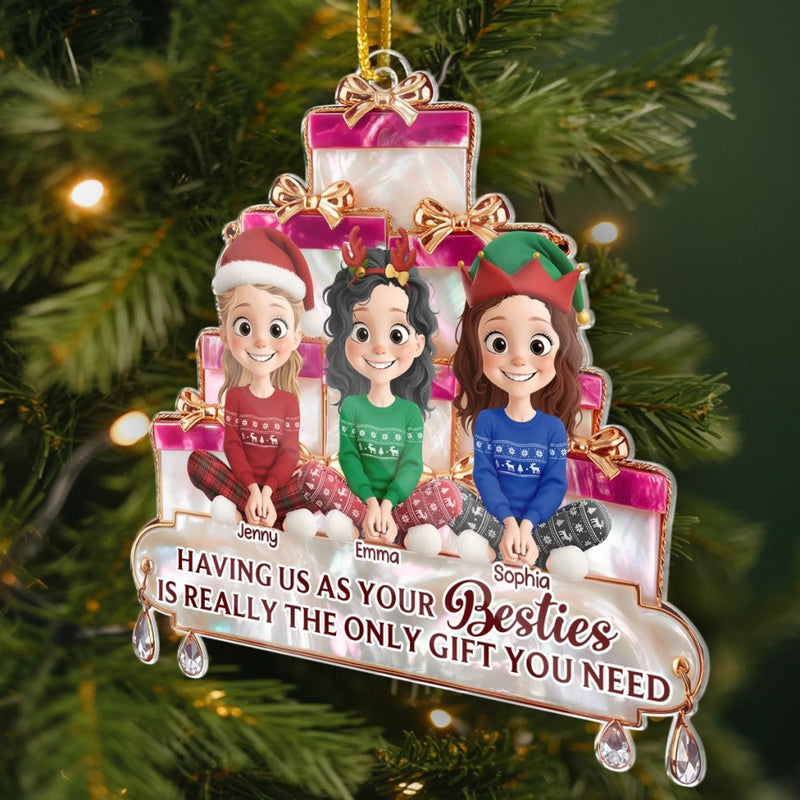Personalized Acrylic Ornament – Christmas Gift For Sister, Bestie, Best Friend – Laugh Loud Live Bright
