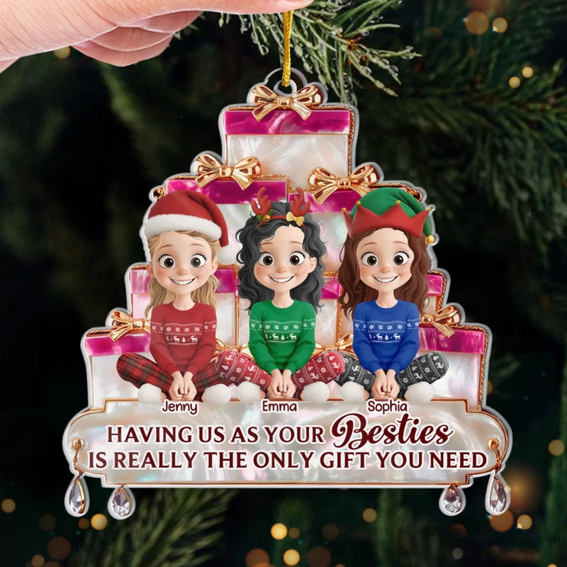 Personalized Acrylic Ornament – Christmas Gift For Sister, Bestie, Best Friend – Laugh Loud Live Bright