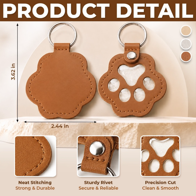 Personalized Photo Leather Pet Hair Keychain - Sympathy Gift For Pet Lovers - Always In My Heart