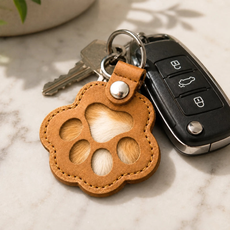 Personalized Photo Leather Pet Hair Keychain - Sympathy Gift For Pet Lovers - Always In My Heart