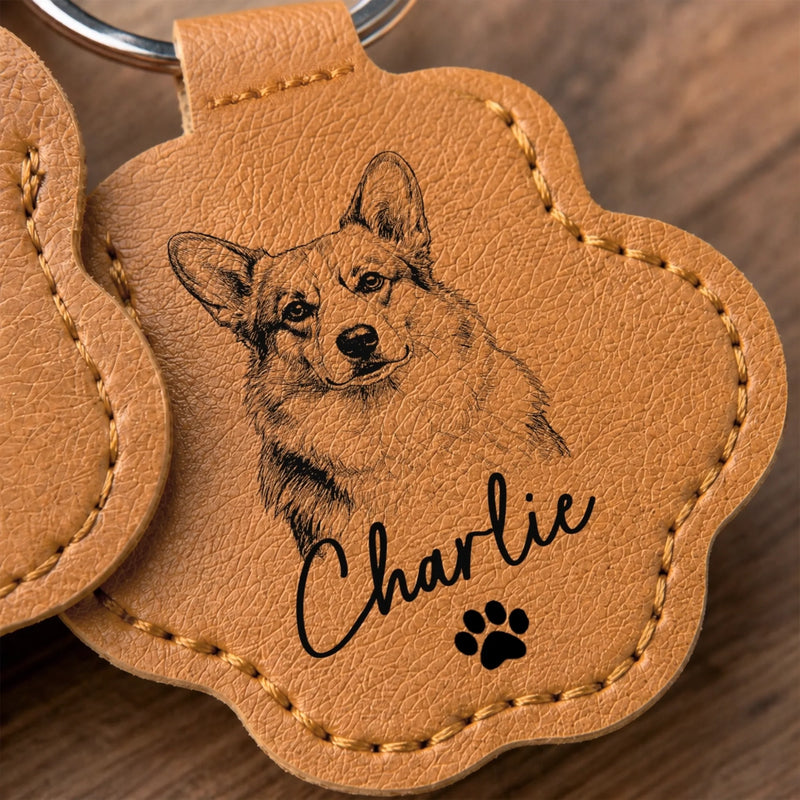 Personalized Photo Leather Pet Hair Keychain - Sympathy Gift For Pet Lovers - Always In My Heart