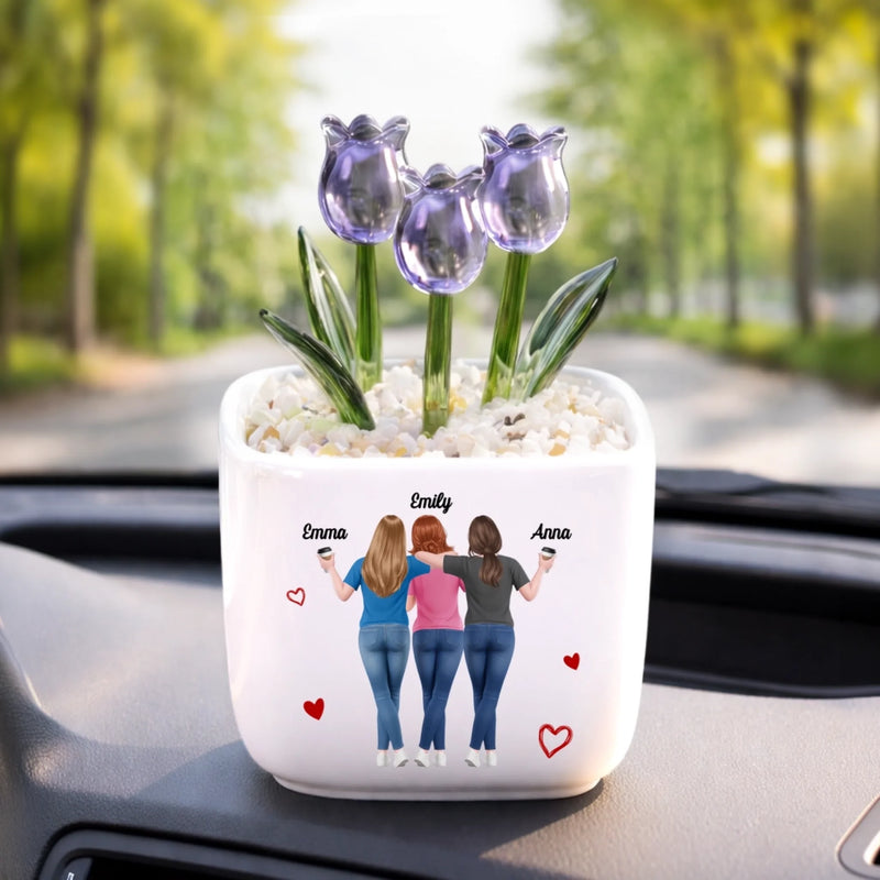 Personalized Glass Everlasting Tulips – Gift For Sister, Bestie, Best Friend - Always Laughing At You