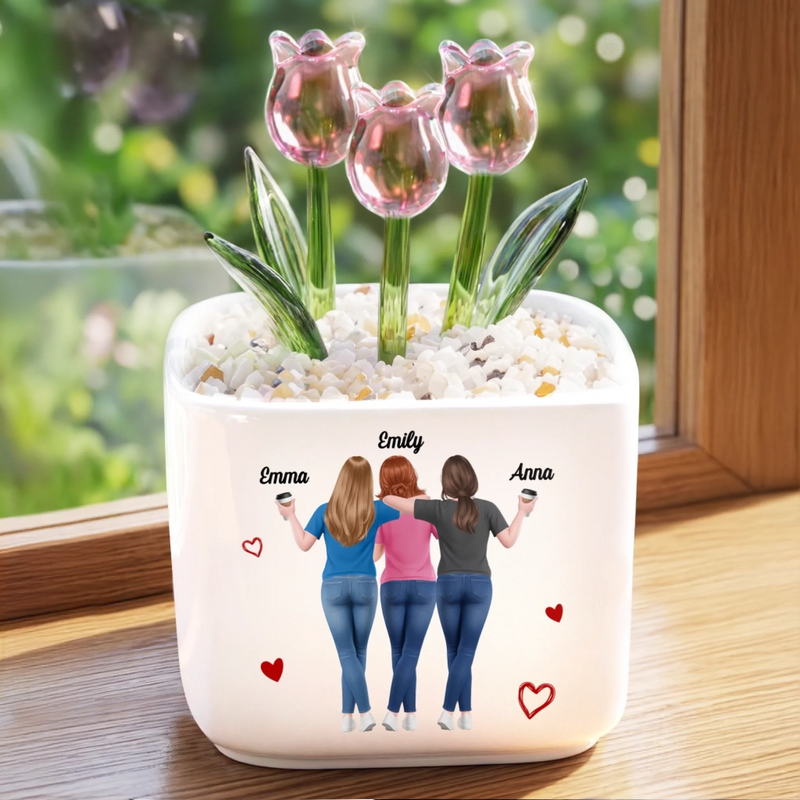 Personalized Glass Everlasting Tulips – Gift For Sister, Bestie, Best Friend - Always Laughing At You