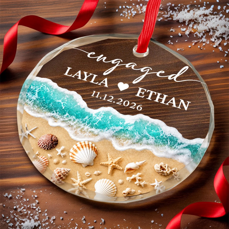 Personalized Glass Ornament – Christmas, Anniversary Gift For Couple – Eternal Love, Deep As Sea