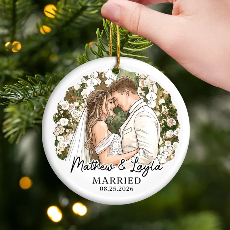 Personalized Photo Ceramic Ornament – First Christmas, Anniversary Gift For Couple – The Best Roll Of My Life