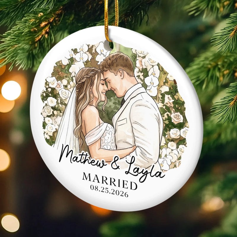 Personalized Photo Ceramic Ornament – First Christmas, Anniversary Gift For Couple – The Best Roll Of My Life