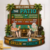 Personalized Wood Sign - Poolside, Summer Gift for Couple - Backyard Happy Hour