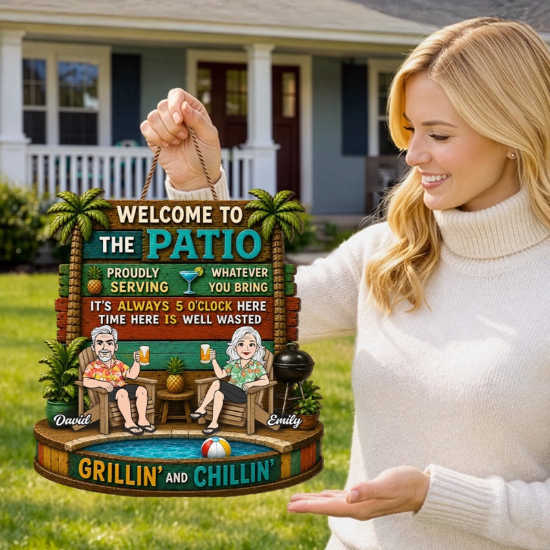 Personalized Wood Sign - Poolside, Summer Gift for Couple - Backyard Happy Hour