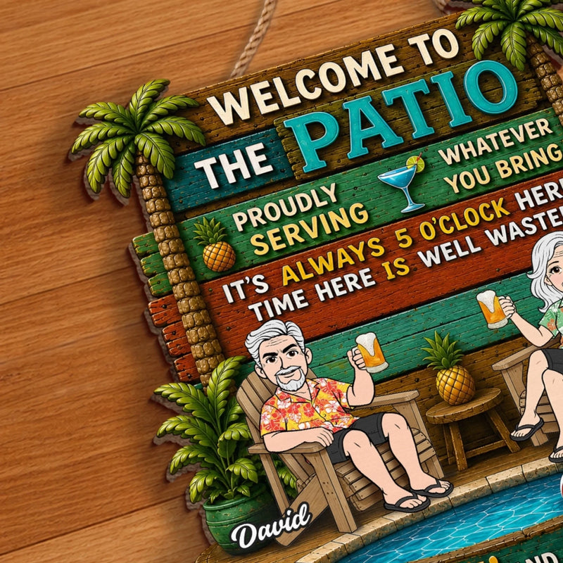 Personalized Wood Sign - Poolside, Summer Gift for Couple - Backyard Happy Hour