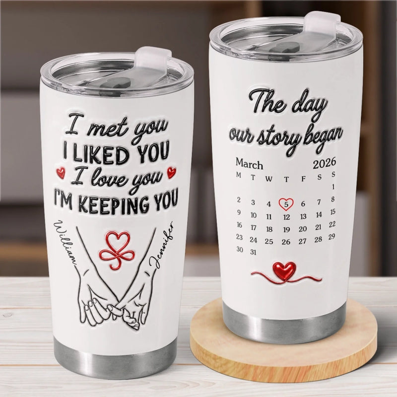 Personalized 3D Inflated Effect Printed Tumbler - Anniversary Gift For Couple - I Love You I'm Keeping You