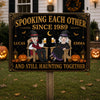 Personalized Home Decor Metal Sign - Halloween Anniversary Gift For Couple - Spooking Together