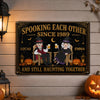 Personalized Home Decor Metal Sign - Halloween Anniversary Gift For Couple - Spooking Together