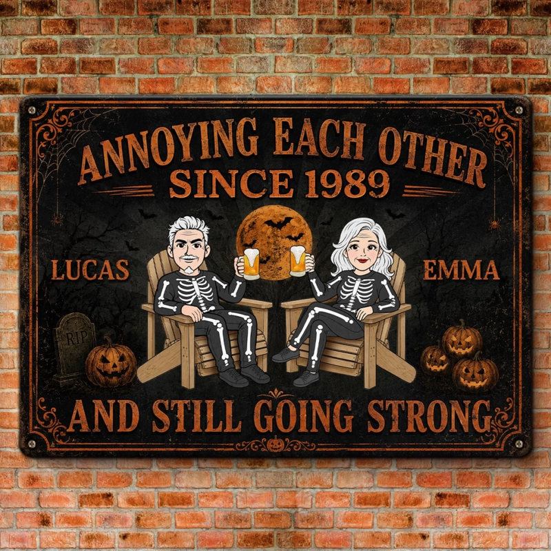 Personalized Home Decor Metal Sign - Halloween Anniversary Gift For Couple - Every Year Tells A Story